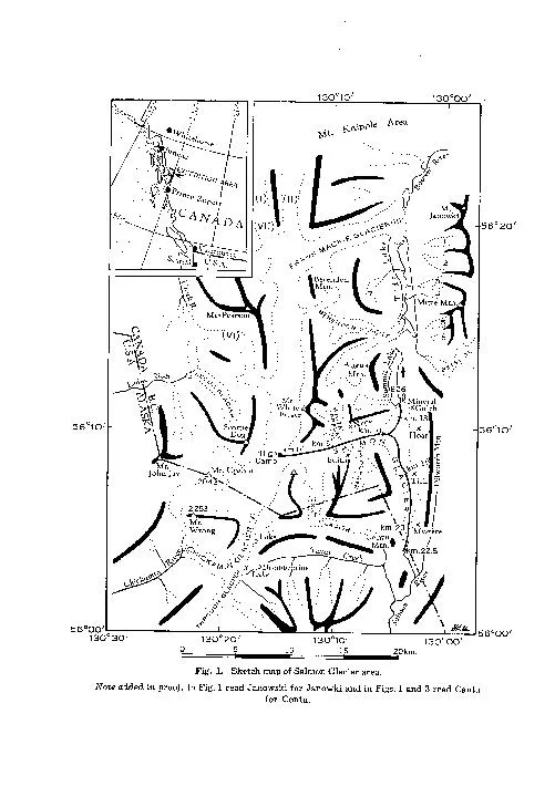56'10 56OOO 13( Fig. 1. Sketch map of Salmon  Glacier  area. i6'20' 6'