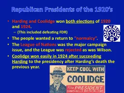 Republican Presidents of the 1920’s