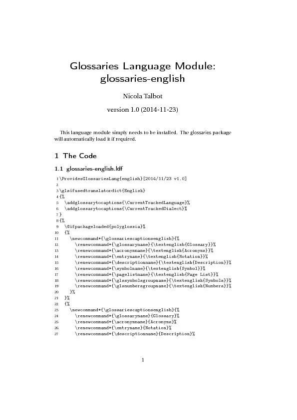 GlossariesLanguageModule:glossaries-englishNicolaTalbotversion1.0(2014