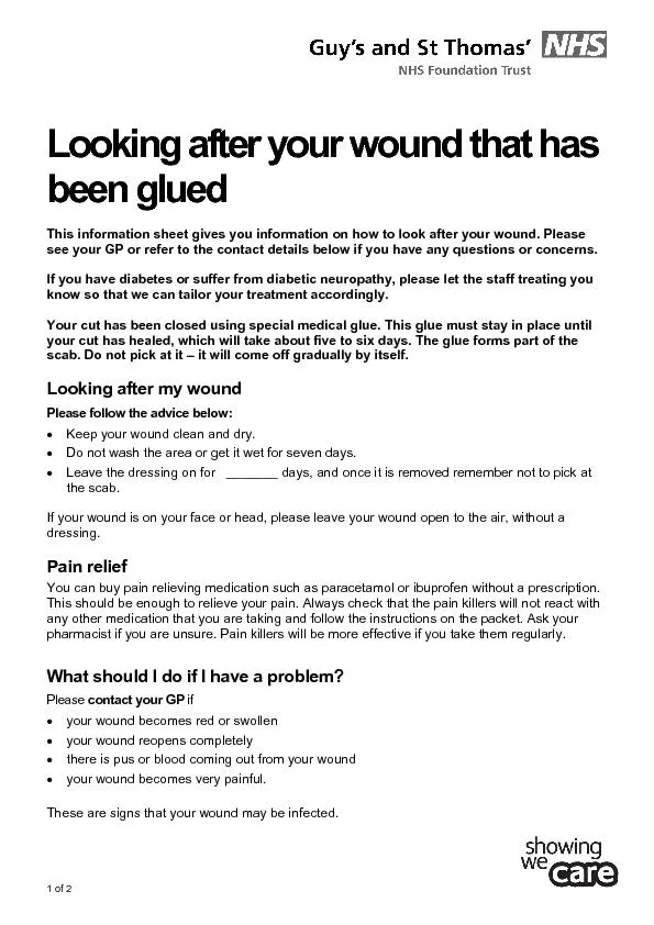 This information sheet gives you information on how to look after your