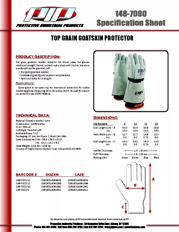 Top grain goatskin leather protector for Novax class 3-4 gloves, 
...