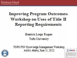 Improving Program Outcomes: Workshop on Uses of Title II Re