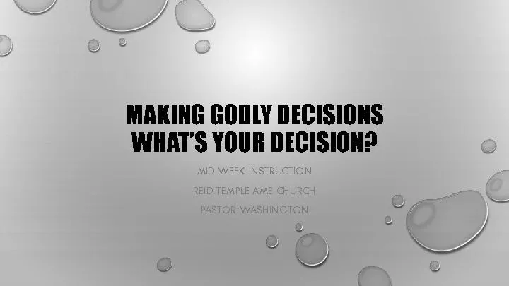 MAKING GODLY DECISIONS