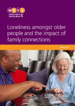 WRVS Good Neighbours Medway WRVS  Loneliness amongst older people and the impact of family