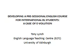Developing a pre-sessional English course for international