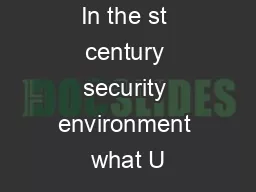 In the st century security environment what U