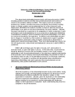 University of Maryland Baltimore County Policy on Amorous and Sexual Relationships Revised