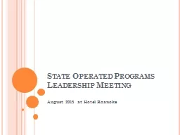 State Operated Programs Leadership Meeting