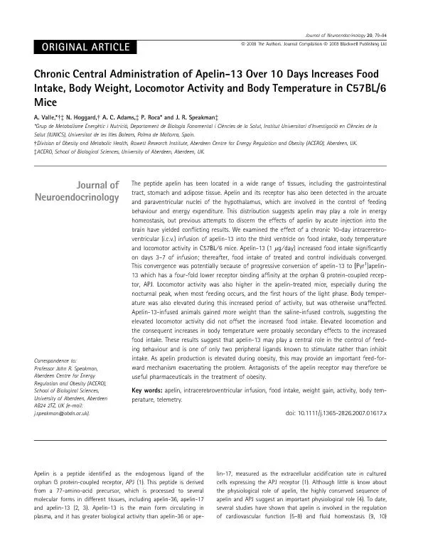 ORIGINALARTICLEChronicCentralAdministrationofApelin-13Over10DaysIncrea