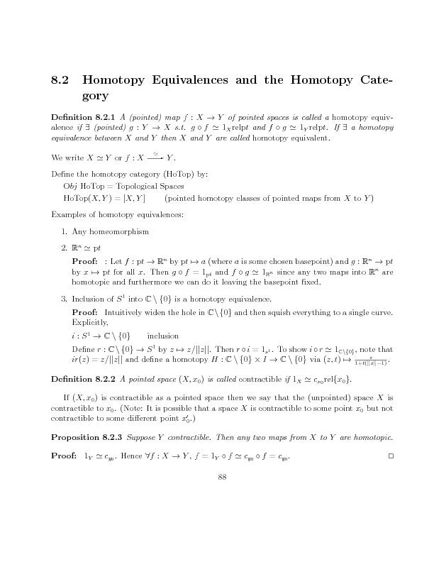 8.2HomotopyEquivalencesandtheHomotopyCate-goryDenition8.2.1A(pointed)