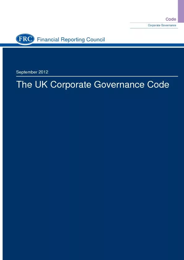 CodeCorporate GovernanceSeptember 2012The UK Corporate Governance Code