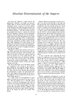Absolute Determination of the Ampere Just before the outbreak of World War II the International