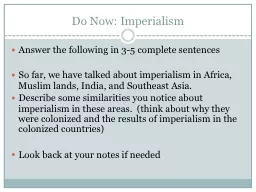 Do Now: Imperialism