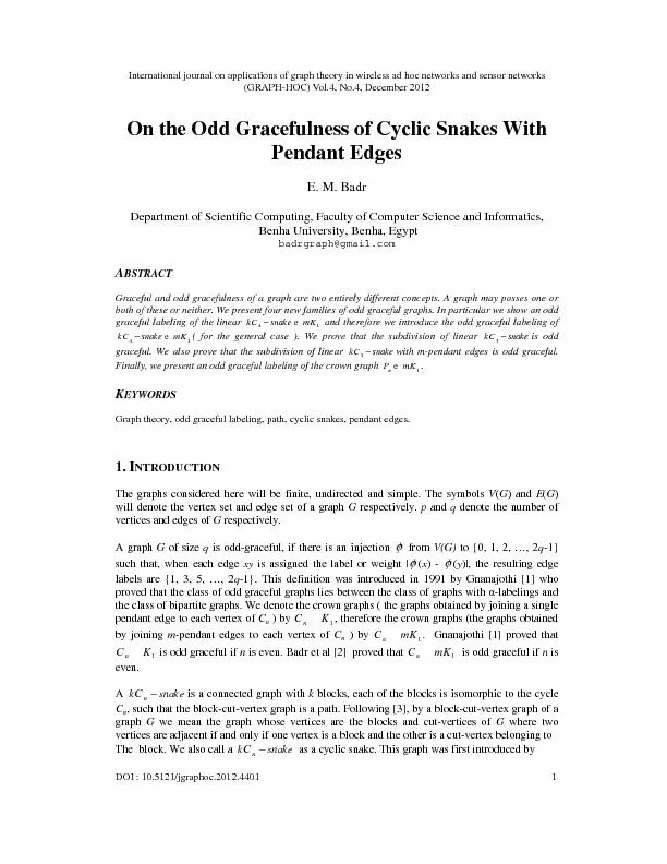 International journal on applications of graph theory in wireless ad h