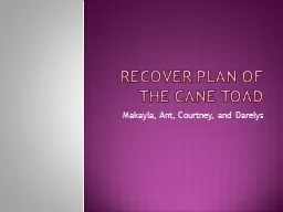 Recover Plan Of the cane toad