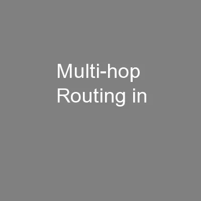 Multi-hop Routing in