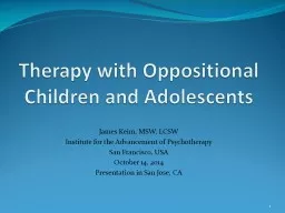 Therapy with Oppositional Children and Adolescents