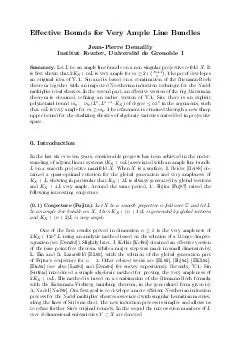 Eective Bounds for Very Ample Line Bundles JeanPierre Demailly Institut Fourier Universite de Grenoble I Summary