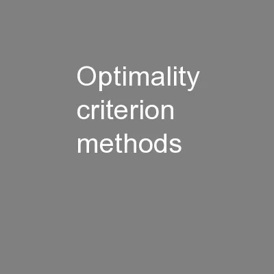 Optimality criterion methods