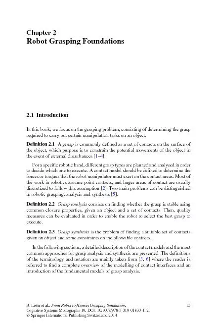 Chapter2RobotGraspingFoundations2.1IntroductionInthisbook,wefocusonthe