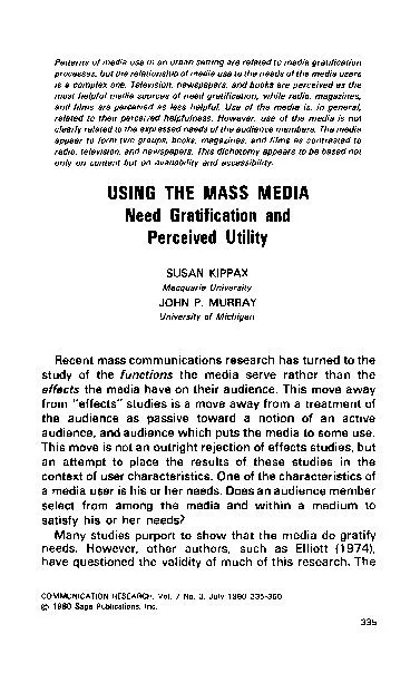 335media use in urban to gratificationprocesses, the relationship use