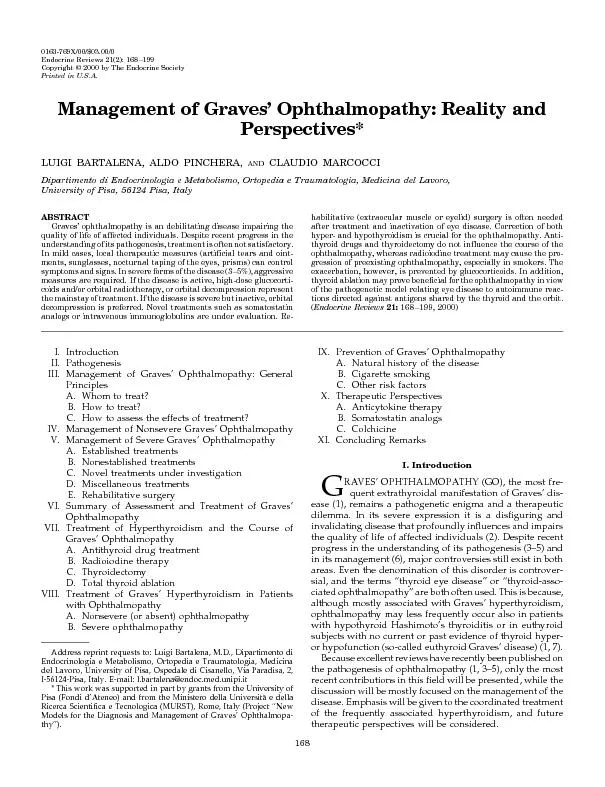 ManagementofGraves'Ophthalmopathy:RealityandLUIGIBARTALENA,ALDOPINCHER
