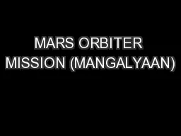 MARS ORBITER MISSION (MANGALYAAN)