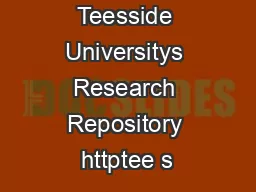 TeesRep Teesside Universitys Research Repository httptee s