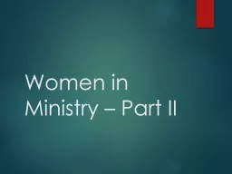 Women in Ministry – Part II