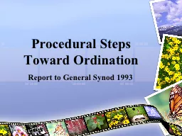 Procedural Steps Toward Ordination