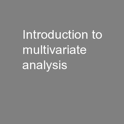 Introduction to multivariate analysis