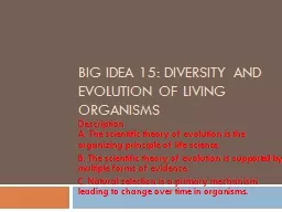 Big Idea 15: Diversity and Evolution of Living Organisms