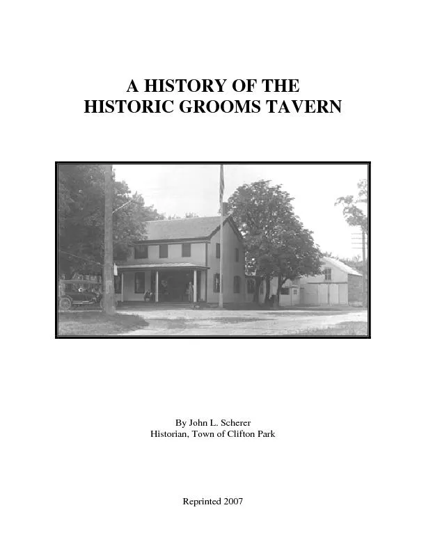 A HISTORY OF THE HISTORIC GROOMS TAVERN