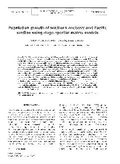 Vol   MARINE ECOLOGY PROGRESS SERIES Mar Ecol Prog Ser  Published November  Population growth of northern anchovy and Pacific sardine using stagespecific matrix models Nancy C