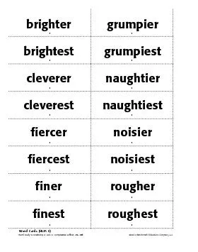 Word Study & Vocabulary 2: Unit 2: Comparative sufxes -er, -est