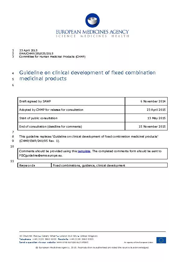 April1 EMA/CHMP/281825/20152 Committee for Human Medicinal Products HM