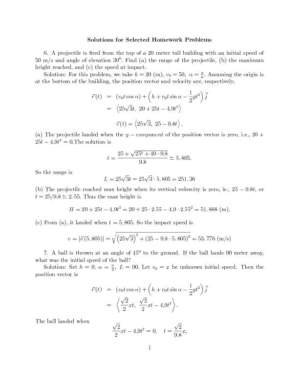 PDF-andthelandingdistanceisL=v0tcos =p