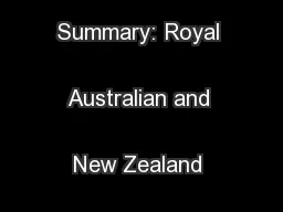 Executive Summary: Royal Australian and New Zealand College of 
...