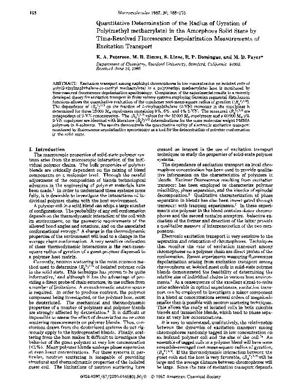 Macromolecules, Vol. 20, No. 1, 1987