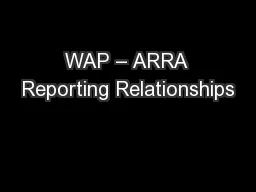 WAP – ARRA Reporting Relationships