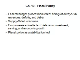 Ch. 13:  Fiscal Policy