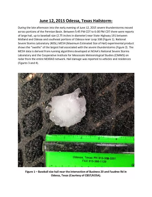 June 12, 2015 Odessa, Texas Hailstorm