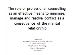 The role of professional counselling as an effective means