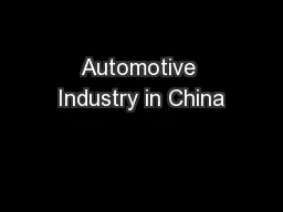 Automotive Industry in China