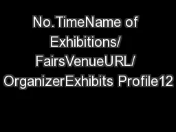 No.TimeName of Exhibitions/ FairsVenueURL/ OrganizerExhibits Profile12