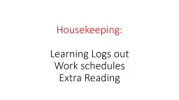 Housekeeping: