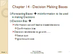 Chapter 14 - Decision Making Biases