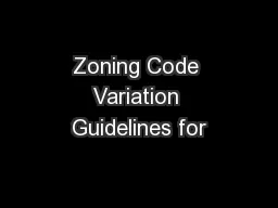 Zoning Code Variation Guidelines for