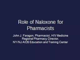 Role of Naloxone for Pharmacists