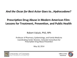 And the Oscar for Best Actor Goes to…Hydrocodone?